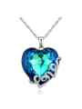 thumb Fashion Blue Heart austrian Crystal Alloy Necklace 0