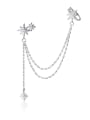 thumb 925 Sterling Silver With Platinum Plated Trendy Stars Small Tassel Ear Clip Single 0