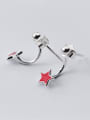 thumb Elegant Red Star Shaped S925 Silver Glue Stud Earrings 0