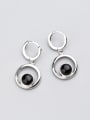 thumb Exquisite Round Shaped Black Glue Clip Earrings 0