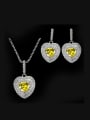 thumb Heart Shaped Zircon earring Necklace Jewelry Set 0