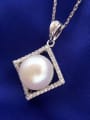 thumb Freshwater Pearl Hollow Square Necklace 2