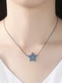 thumb Copper inlay AAA zircon blue five-pointed star necklace 1