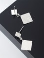 thumb 925 Sterling Silver With Silver Plated Simplistic Square Stud Earrings 0