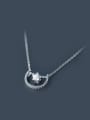 thumb S925 Silver Fashionable Star And Moon Clavicle Short  Necklace 0