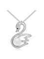 thumb Exquisite Imitation Pearl Shiny White Crystals-studded Swan Alloy Necklace 0