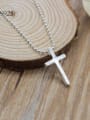 thumb 925 Sterling Silver With Platinum Plated Simplistic Smooth Cross Necklaces 0