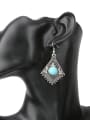 thumb Retro style Antique Silver Plated Turquoise stone Alloy Drop Earrings 1