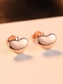 thumb 925 Sterling Silver With Rose Gold Plated Simplistic Heart Stud Earrings 2