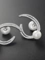 thumb Personality Crescent Moon Pearls Micro Zircon Earrings 1