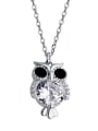 thumb 925 Sterling Silver With Cubic Zirconia Cute Animal owl Necklaces 0