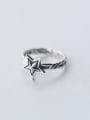 thumb Punk Style Star Shaped S925 Silver Open Design Ring 0