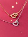 thumb 925 Sterling Silver With  Cubic Zirconia Simplistic Heart Necklaces 3