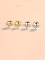 thumb 925 Sterling Silver With Cubic Zirconia Simplistic Heart Stud Earrings 2