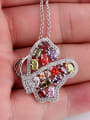 thumb Butterfly Colorful Zircon Upscale White Gold Plated Necklace 2
