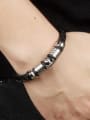 thumb Punk style Little Cross Titanium Artificial Leather Men Bracelet 1