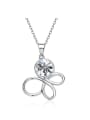 thumb Simple Hollow Butterfly austrian Crystal Pendant 925 Silver Necklace 0