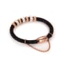 thumb Titanium 14K Rose Gold Leather Rope Bracelet 1