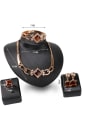thumb Alloy Imitation-gold Plated Vintage style Square shaped Artificial Stones Four Pieces Jewelry Set 2