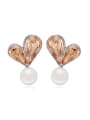 thumb Fashion Imitation Pearl Water Drop austrian Crystals Heart Stud Earrings 1