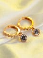 thumb White Zircon Champagne Gold Plated Earrings 2