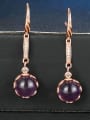 thumb Natural Amethyst Round Rose Gold Plated Drop Earrings 3