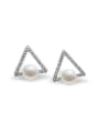 thumb Simple Freshwater Pearl Triangle stud Earring 0