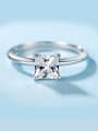 thumb S925 Silver Square Zircon Engagement Ring 0