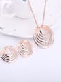 thumb Alloy Rose Gold Plated Fashion Rhinestones Hollow Two Pieces Jewelry Set 1