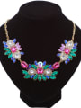 thumb Exaggerated Resin Sticking Flowery Alloy Necklace 0