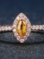 thumb Simple Style Women Opening Ring with Yellow Crystal Zircon 2