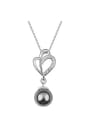 thumb Simple Imitation Pearl Tiny White Crystals Alloy Necklace 2