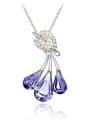 thumb Exquisite Water Drop austrian Crystals Little Leaf Alloy Necklace 3