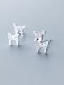 thumb 925 Sterling Silver With Silver Plated Simplistic Fawn Stud Earrings 1