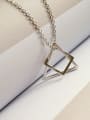 thumb Simple Hollow Triangle Square Combined Silver Women Necklace 2