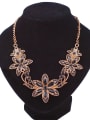 thumb Classical Gold Plated Rhinestones-covered Flowers Alloy Necklace 2