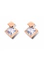 thumb Stainless Steel With Rose Gold Plated Simplistic Square Stud Earrings 0