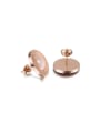 thumb European And American Titanium Steel Opal Round stud Earring 2