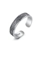 thumb 925 Sterling Silver With Antique Silver Plated Vintage Simple Pattern Free Size Rings 0