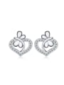 thumb Fashion Heart-shape Micro Pave Stud Earrings 0