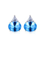 thumb 925 Sterling Silver With Platinum Plated Delicate Oval Stud Earrings 0