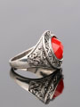 thumb Retro style Red Resin stone Antique Silver Plated Alloy Ring 2