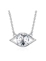 thumb Simple Eye shaped Cubic austrian Crystal Pendant 925 Silver Necklace 0