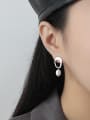thumb 925 Sterling Silver With Artificial Pearl  Simplistic Geometric Stud Earrings 1