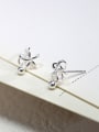 thumb Elegant Tiny Hollow Flower Little Bead 925 Silver Stud Earrings 2