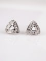 thumb Fat Triangle CZ stud Earring, Fashion All-match Plating Nickel Free Thick Platinum Anti allergy 0
