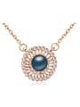 thumb Fashion Imitation Pearl Cubic Crystals Round Pendant Alloy Necklace 4