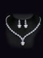 thumb Leaves-shape Shell Pearls Shining Zircons Two Pieces Jewelry Set 0