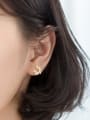 thumb 925 Sterling Silver With Gold Plated Simplistic Leaf Stud Earrings 2