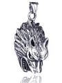 thumb Stainless Steel With Antique Silver Plated Personality head of a wolf Necklaces 0